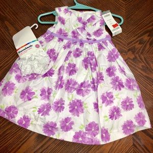 NEW Gymboree Floral Dress Purple with tights